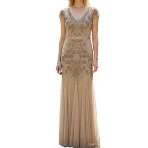 Adrianna Papell Beaded Tulle Formal Gown